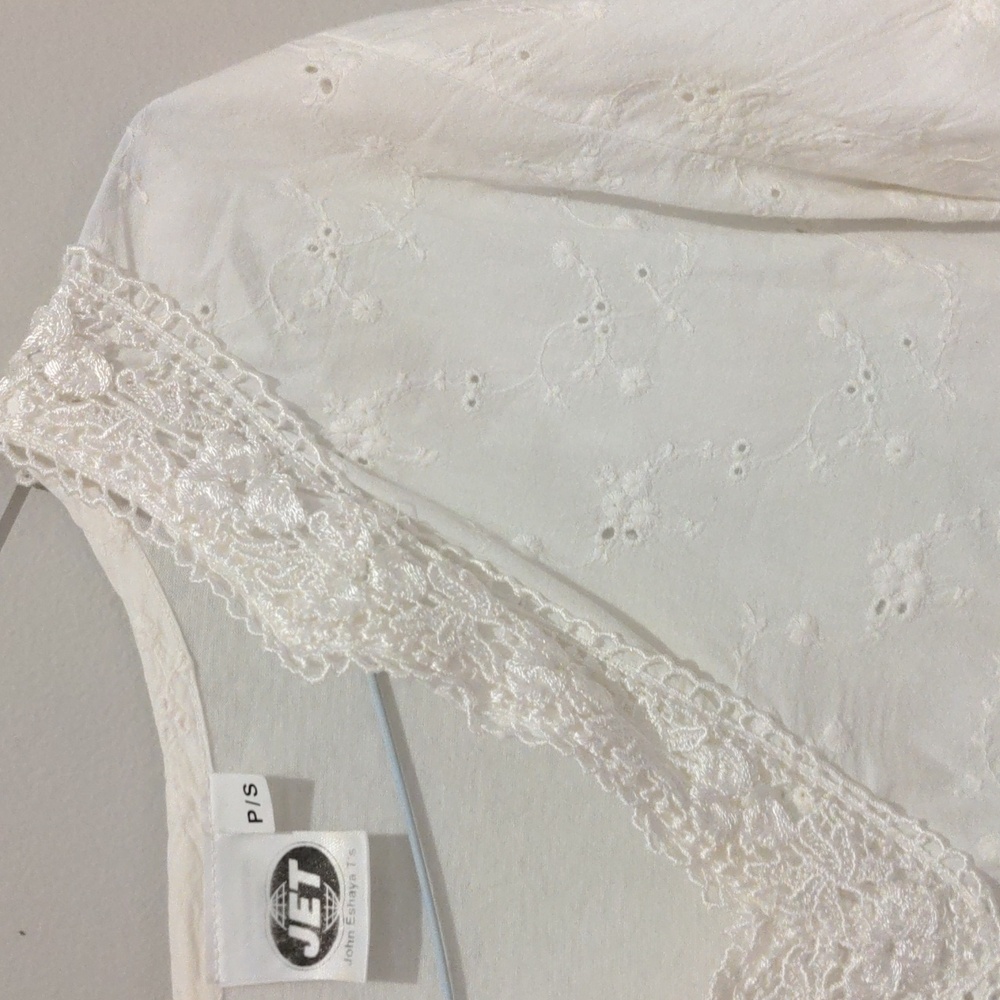 Jet White Cotton Eyelet Tunic Top Shirt Size Small - Picture 2 of 3
